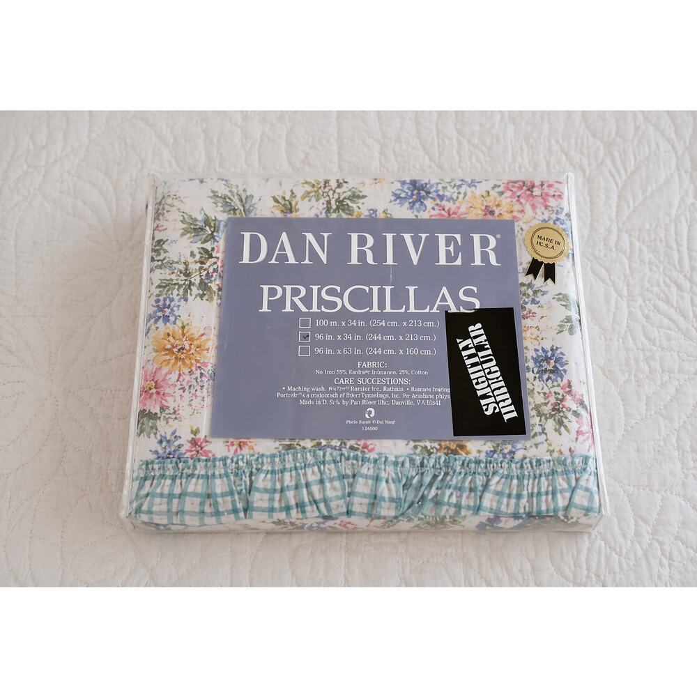 Dan River Priscilla Curtains + Bed Skirt Floral Cottage NOS USA Queen Set